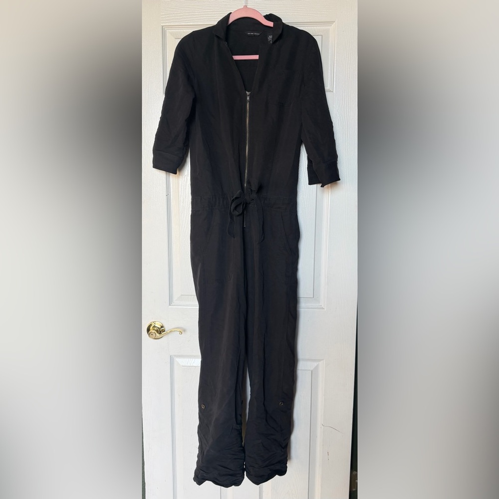 New York and company black front zip jumpsuit